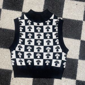 Cropped Mushroom Sweater Vest